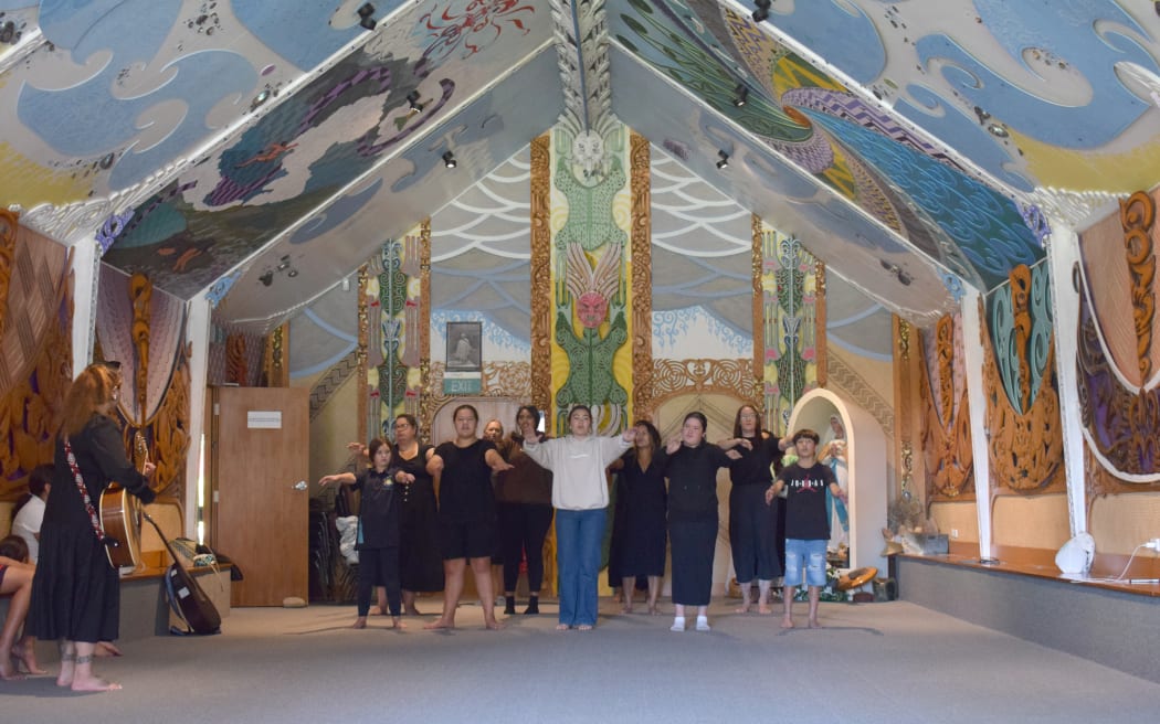 Still from the documentary The Bones of Our Past showing the interior of the wharenui Maru Kaitatea at Takahanga Marae.