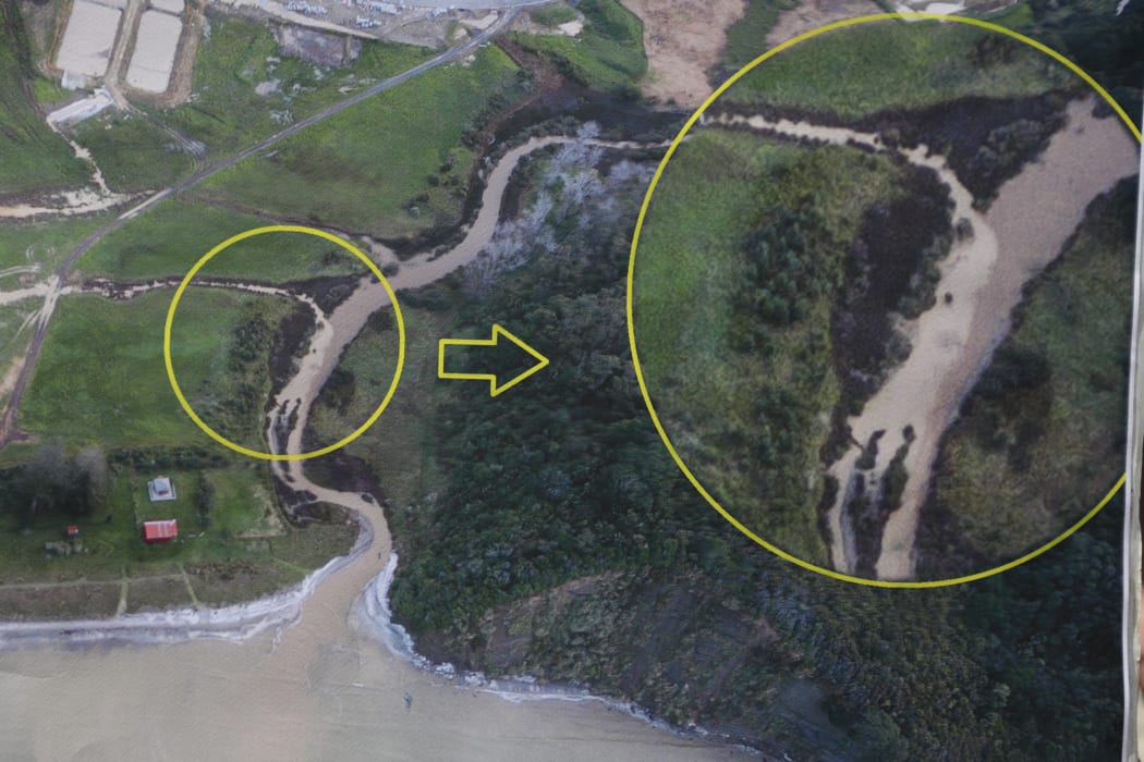 Image of sediment from property development at Long Bay Okura Marine Reserve.
