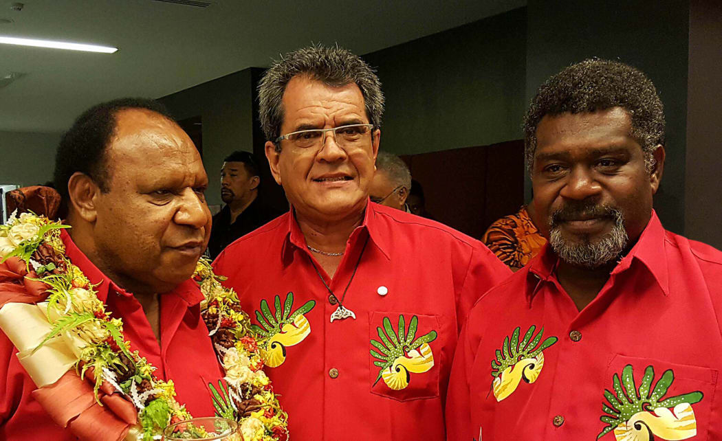 Left to right: PNG Foreign Minister Rimbink Pato, President of French Polynesia Édouard Fritch and Vanuatu Foreign Minister Lenkon Tao Bruno