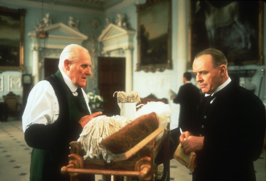 Peter Vaughan, left, played ageing butler William Stevens, the father of Anthony Hopkins's character in the film The Remains of the Day.