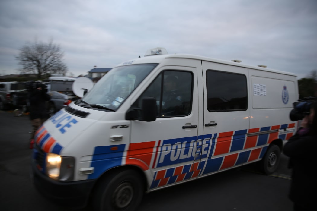 The police van, believed to be carrying Russell John Tully.