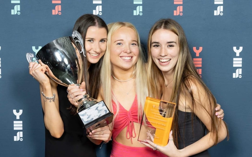 Young Enterprise Scheme winners, Jenna Willis, Morgan Passey and  Elsha Bulmer from Otago Girls High School