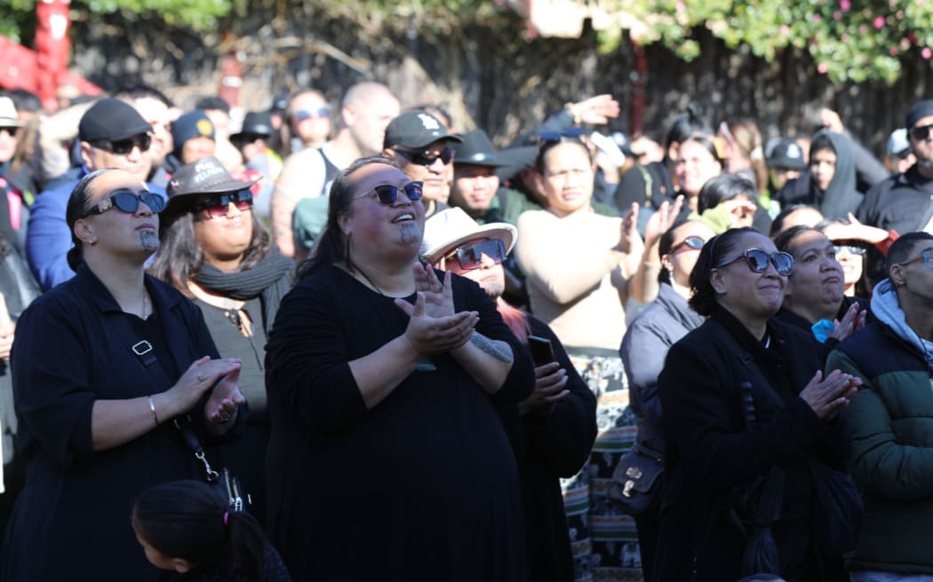 People watch on as the new Māori monarch is unveiled, 5 September 2024.
