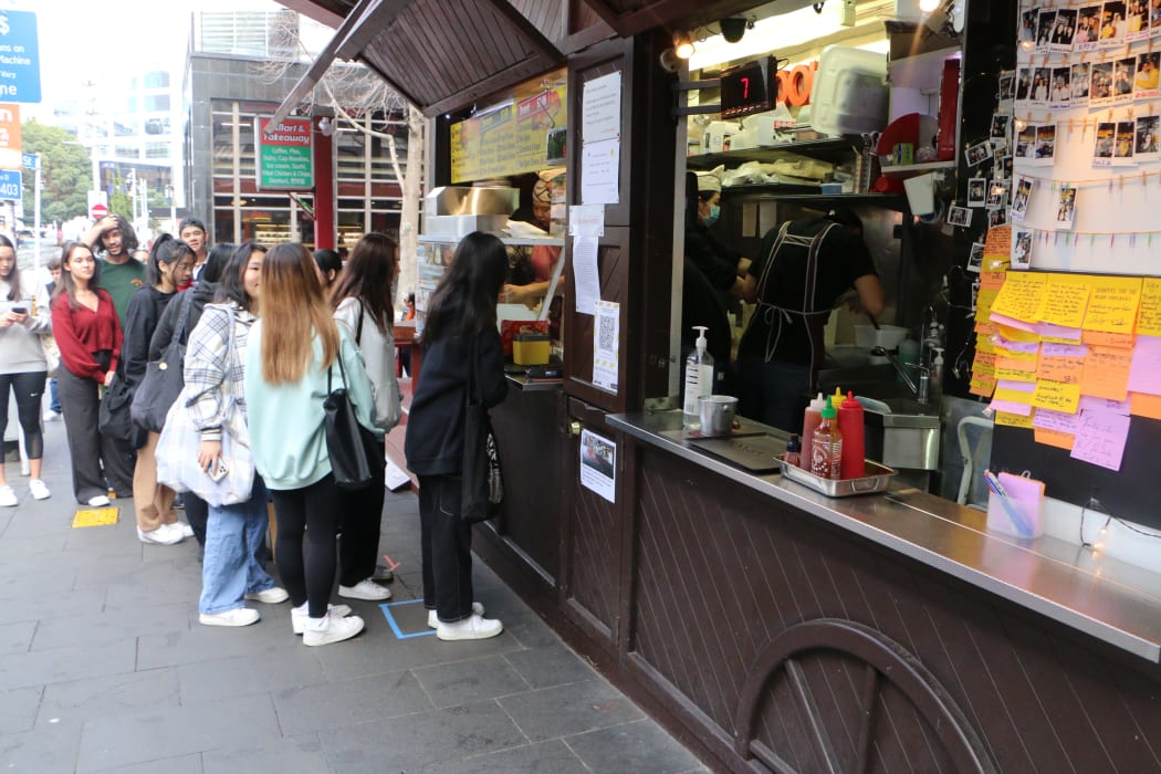 The line at Number 1 Pancake on its final day open.