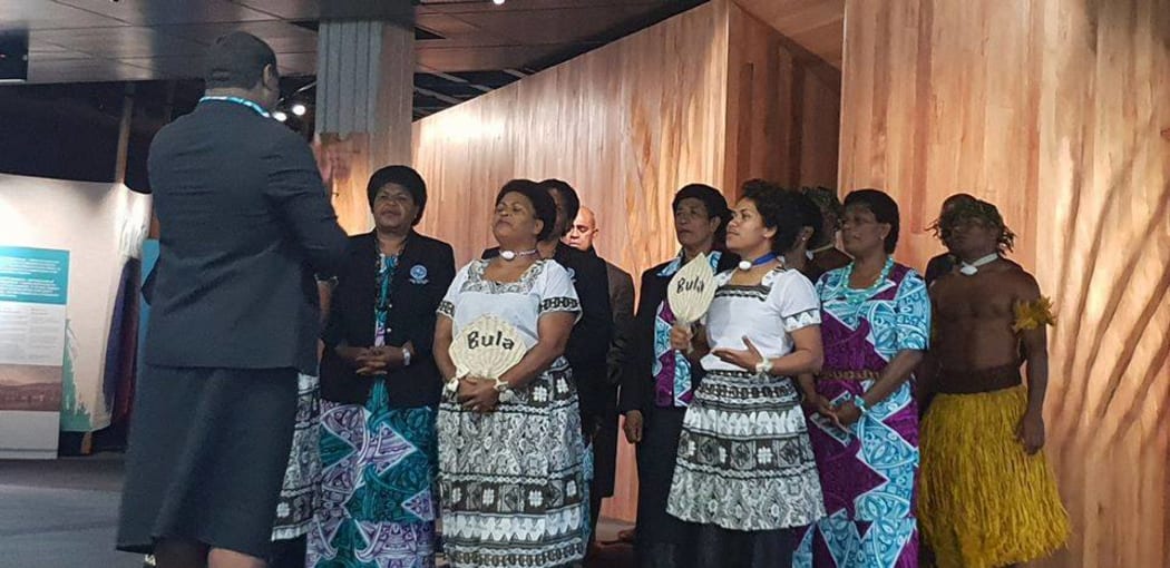 A Fijian cultural group perform in Wellington.