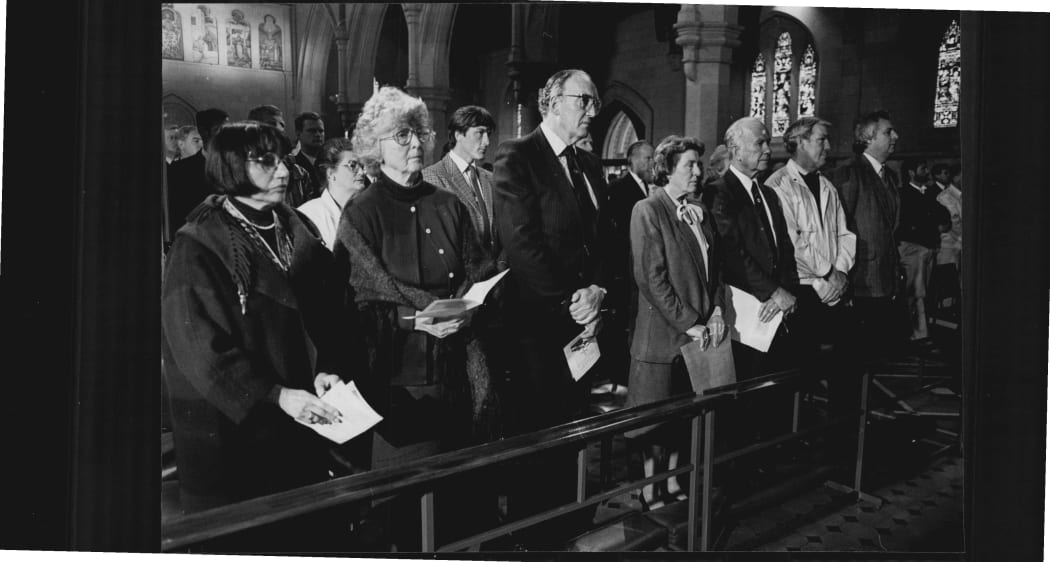Part of the congregation that attended a commemoration service for the Mount Erebus crash victims. About 300 people were in Christchurch Cathedral. November 29, 1989. (Photo by Fairfax Media NZ)