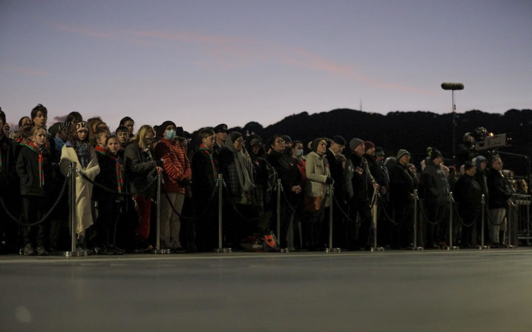Thousands gather in Wellington at Pukeahu National War Memorial Park for the Anzac Day 2023 dawn service.