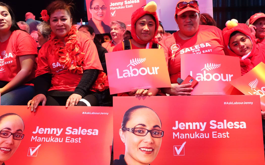 People gathered before the start of Labour's 2014 campaign launch at Auckland's Viaduct Events Centre.