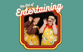 Two young women pose in 1970s clothing next to the caption 'The Art of Entertaining'.