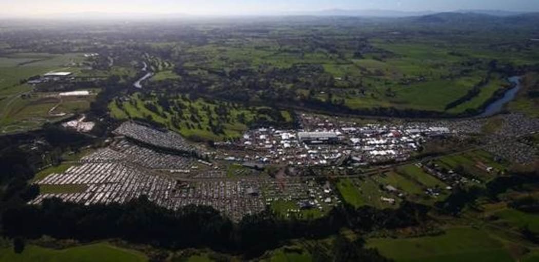 An aerial view of Fieldays at Mystery Creek.
