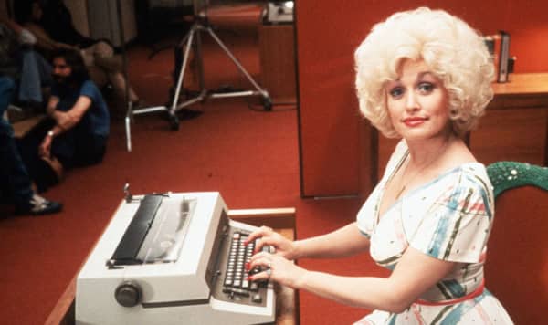 Dolly Parton on the set of her first film 9 to 5 in 1980