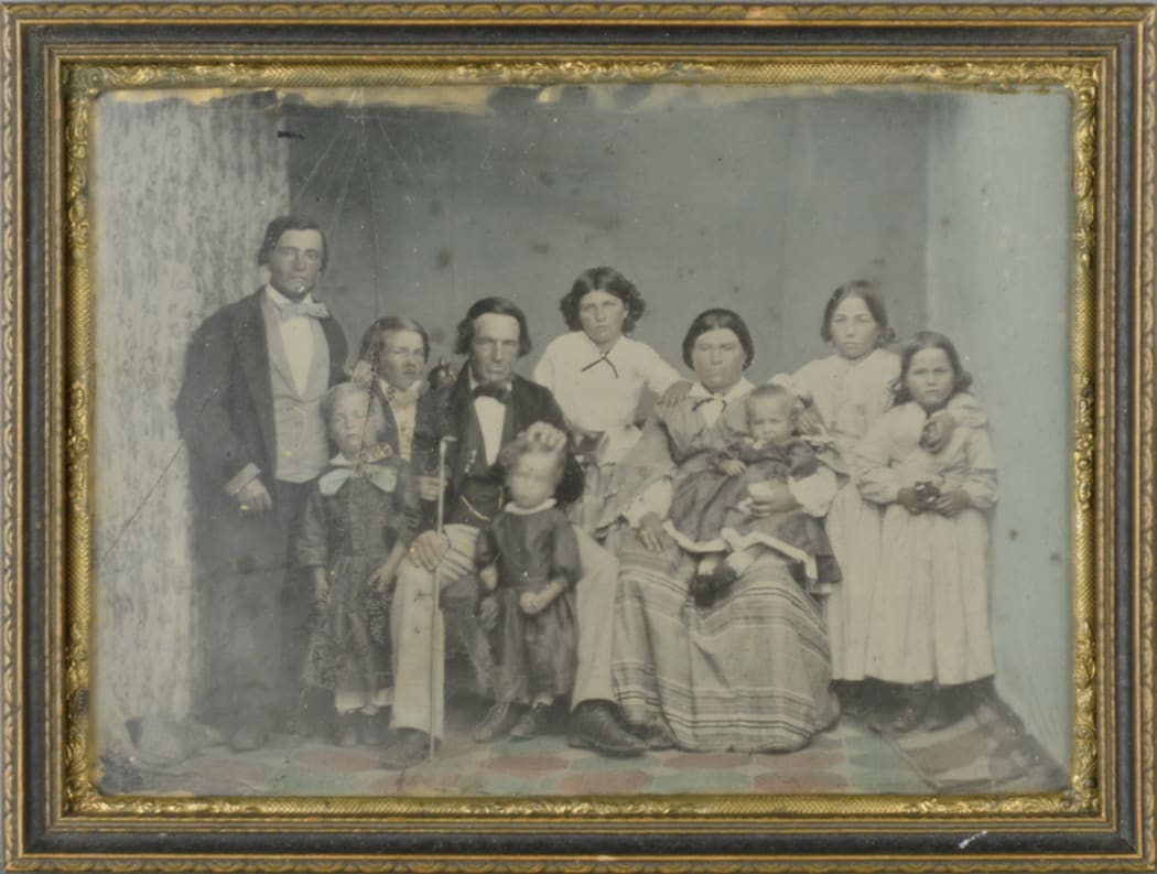 Some of  Akaroa's original settlers:  Etienne Francois Lelieure, and Justine Rose de Malmanche with their family.