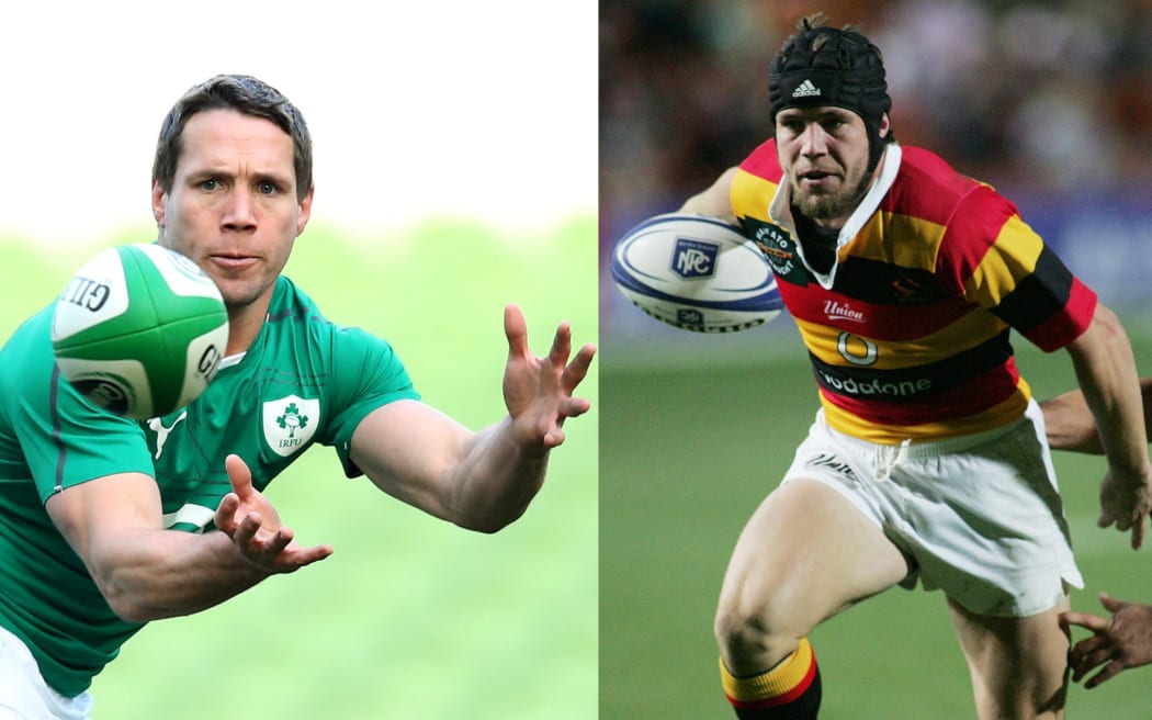 Ireland's Isaac Boss training in 2013 and in action for Waikato in 2004.