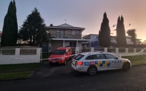 Police car seen outside a Clendon property in South Auckland on 12 August 2022.