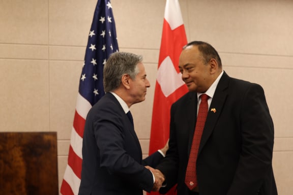 Antony Blinken at joint presser with Tonga's PM Hu'akavameiliku, 26 July