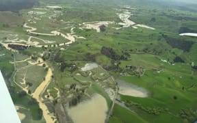 Flooding on the Ōhura River.