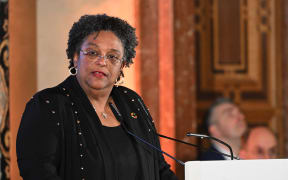Barbados Prime Minister Mia Mottley speaks at the Munich Security Conference on February 17, 2024.