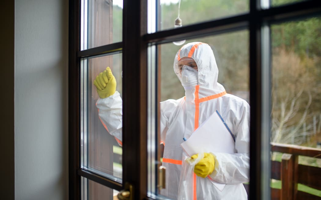 Taking corona virus test sample at home, quarantine concept