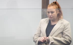 Defendant Breeze Hunt-Weston, during the start of the trial of the women for murdering Rau Tongia