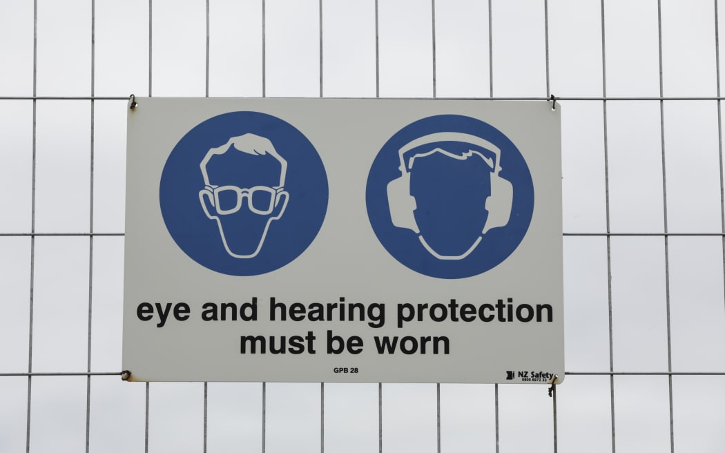 Construction site safety signage.