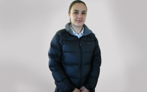Motueka High School student Jennifer Guthrie, in her puffer jacket