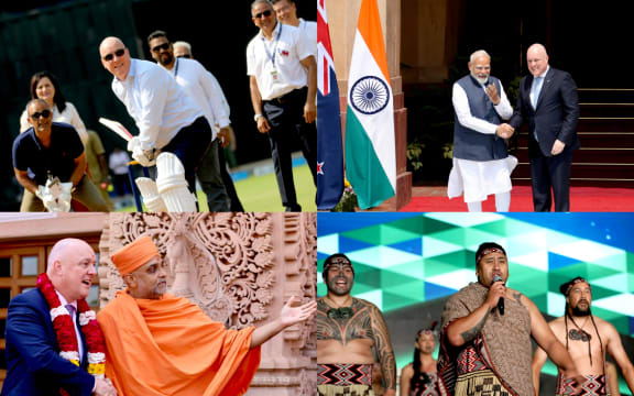 Scenes from Christopher Luxon 's first trip to India since becoming Prime Minister, March 2025.