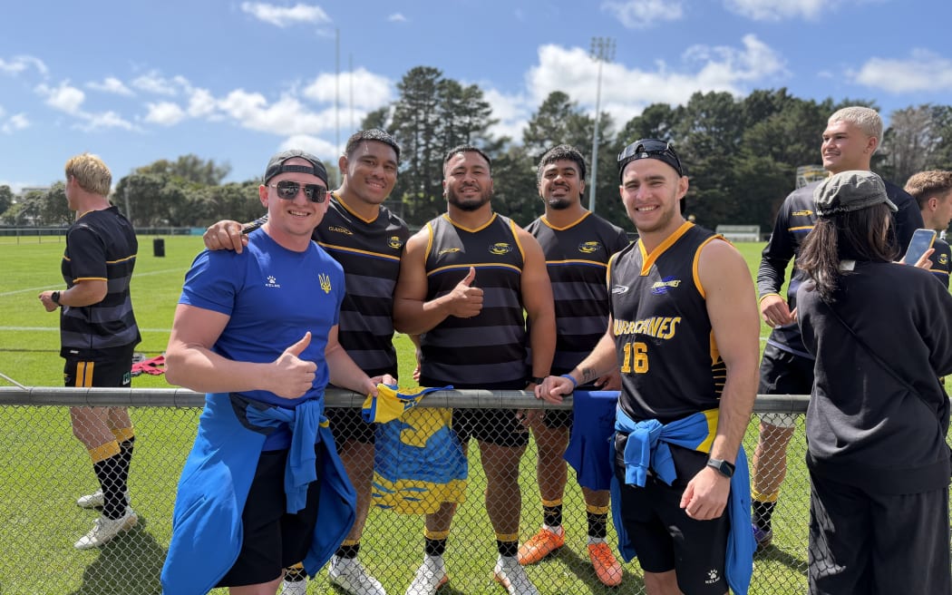 Shashero and Dulia mixing with Hurricanes players.