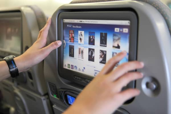 Movies displayed on airplane passenger's screen in a Airbus A380.