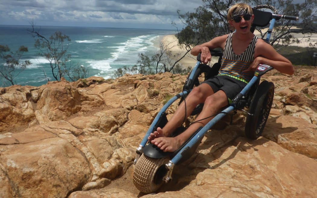 Jacob Riis-Neilsen in his all terrain wheel chair.