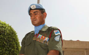 A Fijian UN peacekeepers perform an honour guard at the UN headquarters in Baghdad’s Green Zone on August 13, 2008, during a ceremony commemorating the fifth anniversary of a massive bomb attack on August 19, 2003.