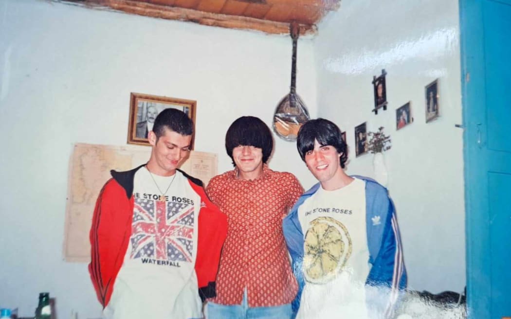 A young Vasili Vrakas and friends ready to explore Athens night life