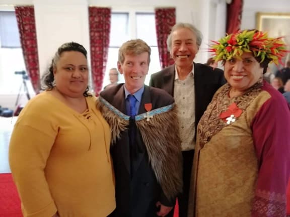 George Burt with Tracey Patrick (left) Charlie Tawhiao and Mabel Wharekawa-Burt.