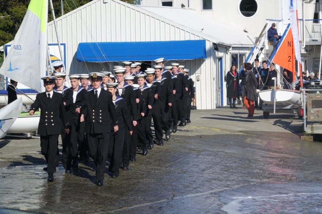TS Talisman sea cadets march prepare to take part in the annual Blessing of the Fleet in Nelson.