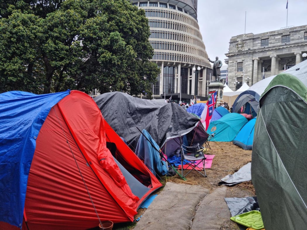 Tents outside Parliament on day 13 of protests.