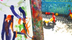 Painting and tricycle at early childhood centre