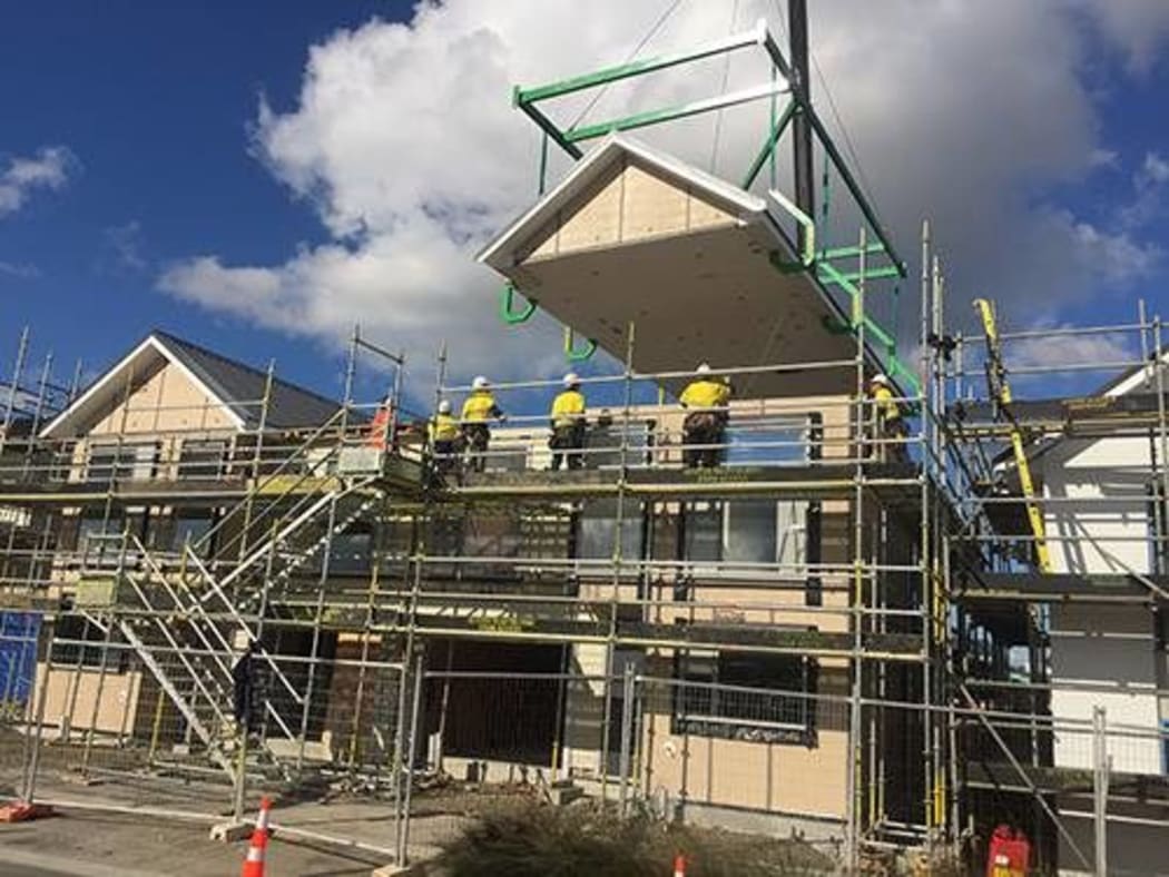 A prefabricated house being put together at Hobsonville Pt.