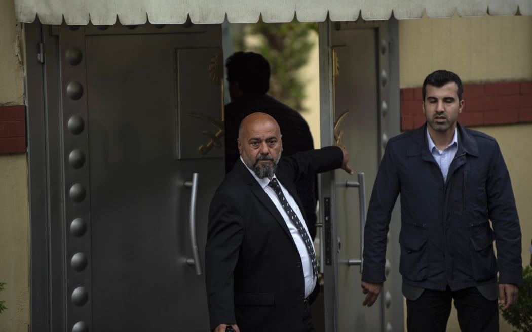 Saudi officials arrive at the at the Saudi consulate in Istanbul for an investigation into the disappearance of journalist Jamal Khashoggi.