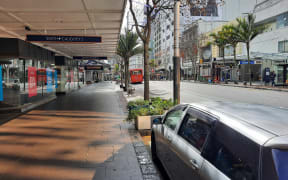 Central Auckland at midday on the first day of the August 2021 lockdown.