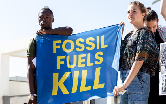 A protest at COP 27 in Sharm El-Sheikh, Egypt