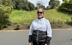 Karen Wilson, Chairperson of the Te Ākitai Waiohua Iwi Authority at the base of Ōtāhuhu maunga