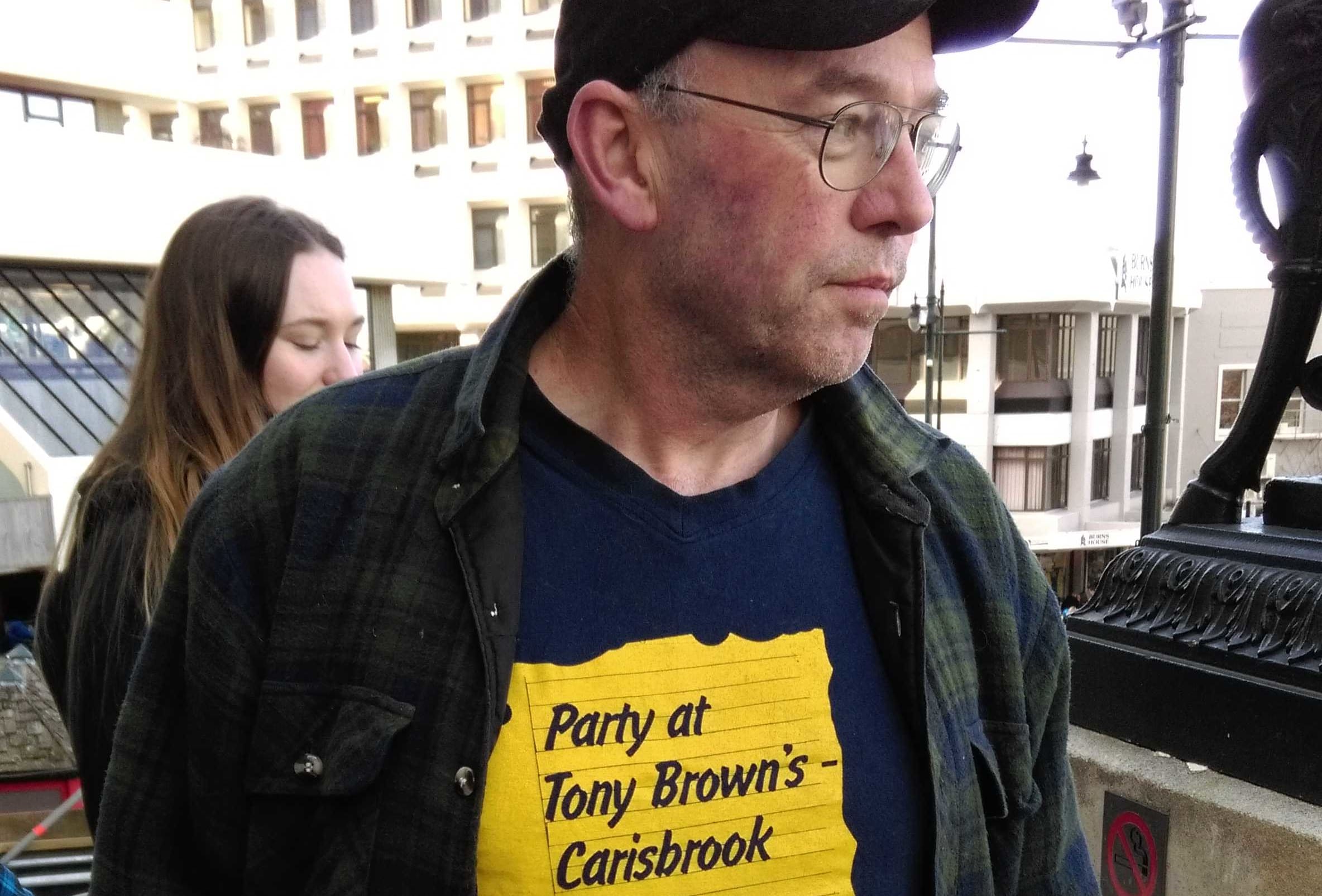 An old school Highlanders' fan with an old school T-shirt.