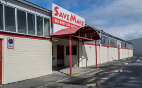 Savemart in New Lynn where second hand clothes in the blue child cancer clothing bins go to be sorted and sold