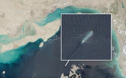 Oman-owned oil supertankers were spotted transiting the Strait of Hormuz on April 2 amid negotiations between Iran and Oman. (Supplied: Sentinel Hub