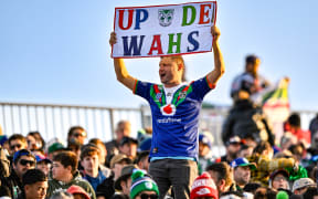 Fan holds up his sign. NZ Warriors v Newcastle Knights - NRL Premiership Finals Week 2 game at Go Media Stadium, Mt Smart, Auckland, New Zealand on Saturday 16 September 2023. Mandatory credit: Alan Lee / www.photosport.nz