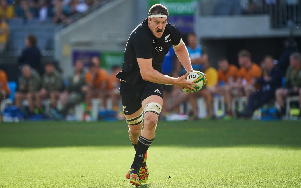Brodie Retallick of the All Blacks during the 3rd Bledisloe Cup test match at Optus Stadium between Australia v New Zealand All Blacks. Perth, Australia on Sunday 5th September 2021.