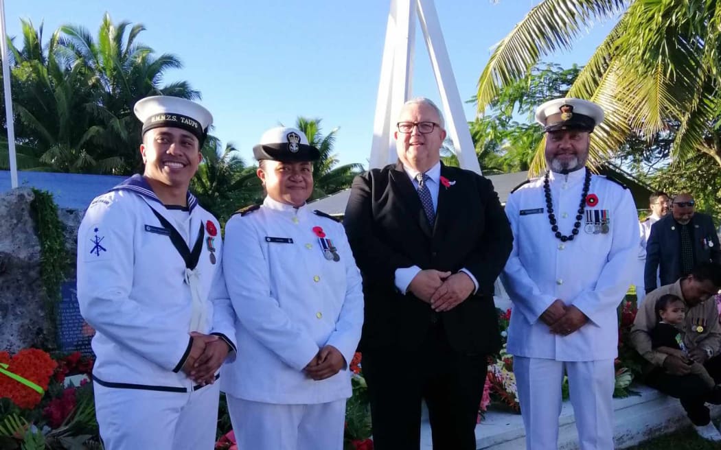 Niuean NZ Navy personnel who came especially to join today's ANZAC service