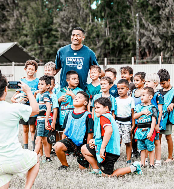 Young fans in Tonga ready to cheer Moana Pasifika on. Photo: Moana Pasifika