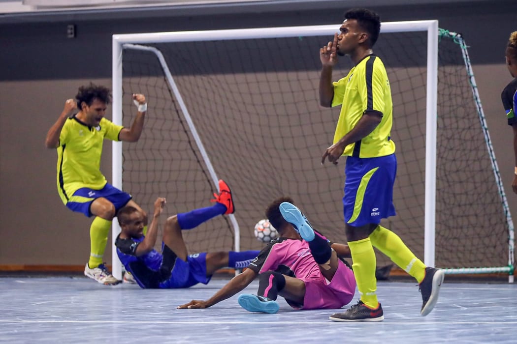 Hary Hmaloko scored twice for AS PTT from Noumea.