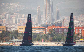 The Louis Vuitton 37th America's Cup Preliminary Regatta in Barcelona, Spain concluded with Alinghi Red Bull Racing finishing fifth overall, while Emirates Team New Zealand won the final race. The intense competition, marked by strategic battles and unpredictable conditions, will resume with the Louis Vuitton Cup on August 29. // Alinghi Red Bull Racing BoatOne and Luna Rossa Prada Pirelli during racing racing at the Louis Vuitton Preliminary Regatta Day 4 in Barcelona, Spain, August 25, 2024. // Samo Vidic / Red Bull Content Pool (Photo by Samo VIDIC / Red Bull Content Pool / Red Bull Content Pool via AFP)