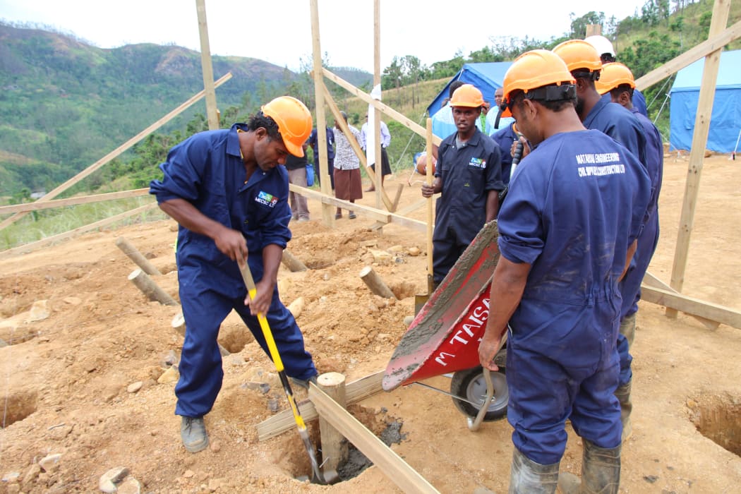 The new Tukuraki village foundations are laid. The village was wiped out by a landslide four years ago.